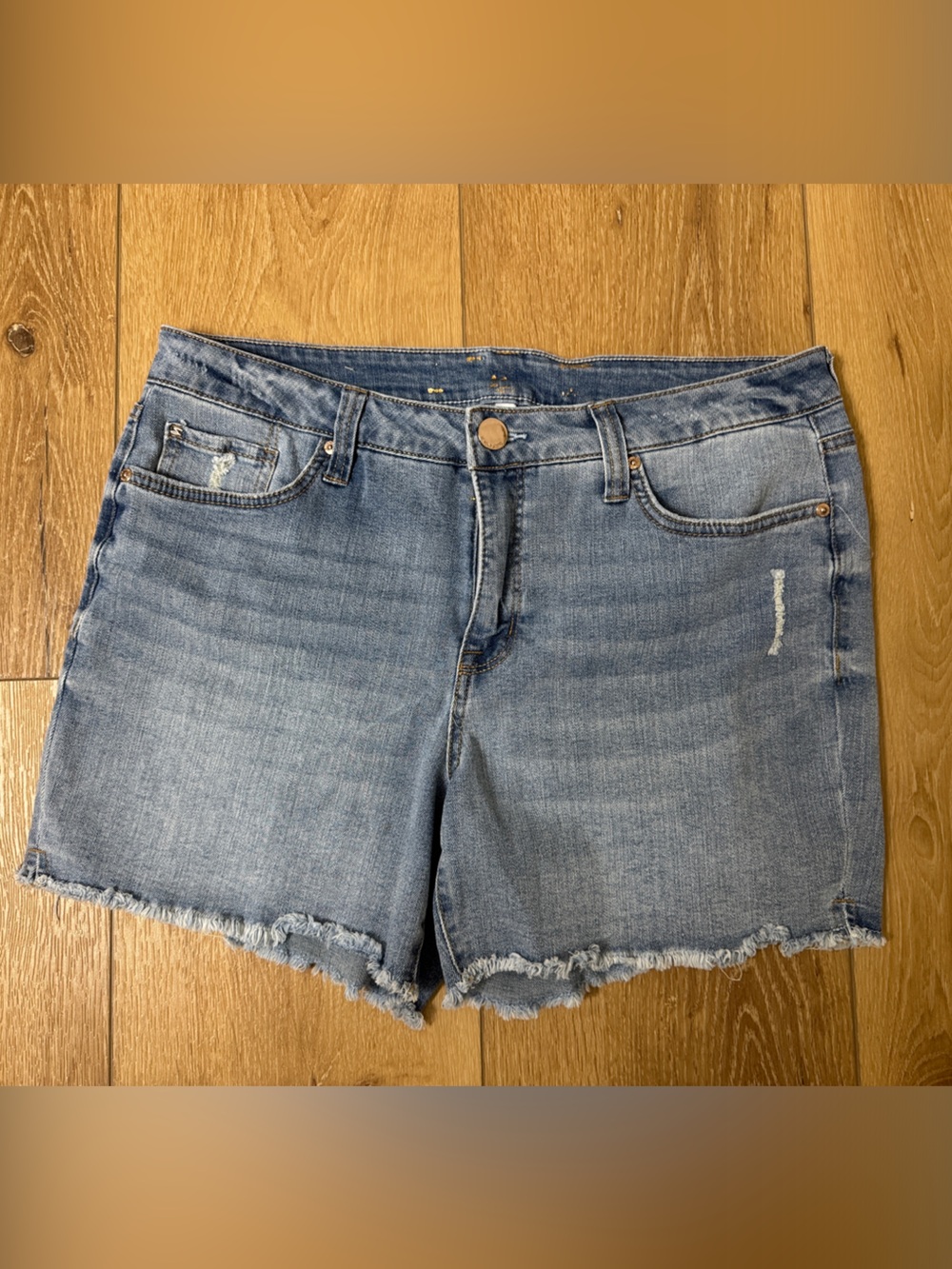 Seven7 Light Blue Distressed Denim Shorts